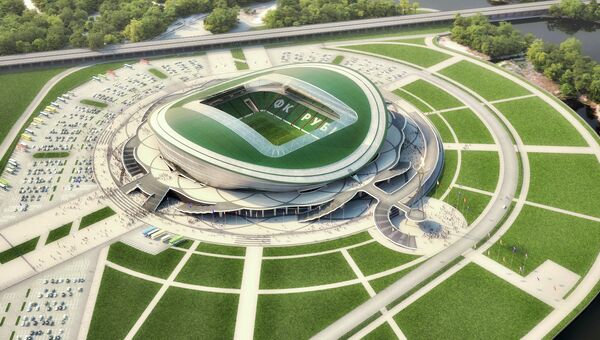 Макет будущего футбольного стадиона в Казани. Архивное фото