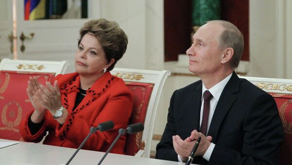 Президент России Владимир Путин и президент Бразилии Дилма Роуссефф