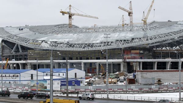 Строительство футбольного стадиона Рубин Парк Арена в Казани. Архив
