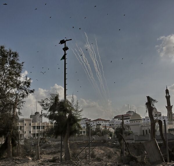 Ракеты, выпущенные с территории Газы в сторону Израиля, 19 ноября 2012.