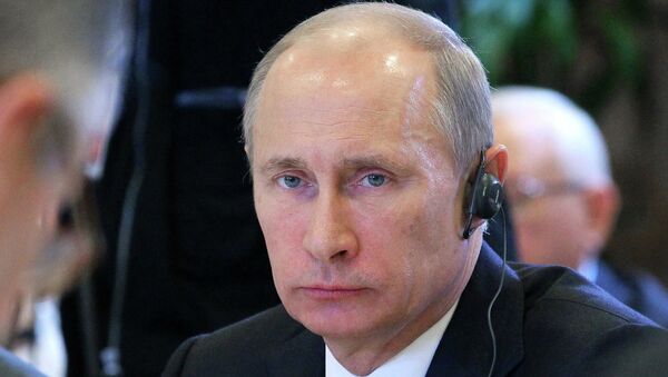 Президент России Владимир Путин на заседании в рамках саммита Россия - ЕС.