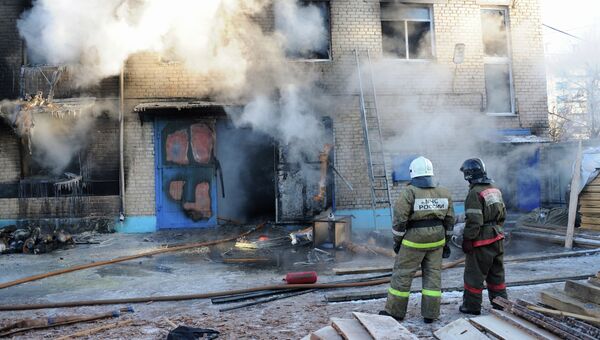 Пожар на мебельной фабрике в Чите