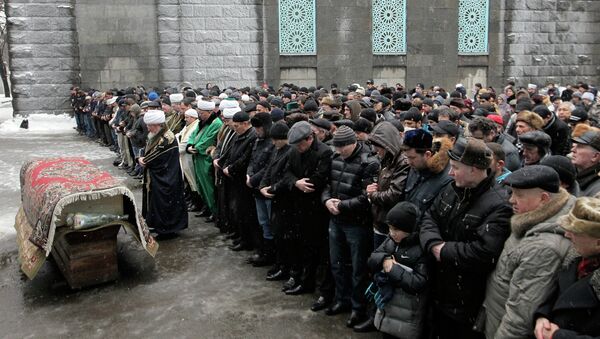 Прощание с муфтием Соборной мечети Санкт-Петербурга Джафаром Пончаевым