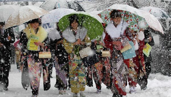 Сильный снегопад в Японии
