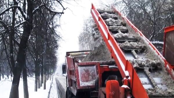 На борьбу с московским снегопадом вышла уборочная техника