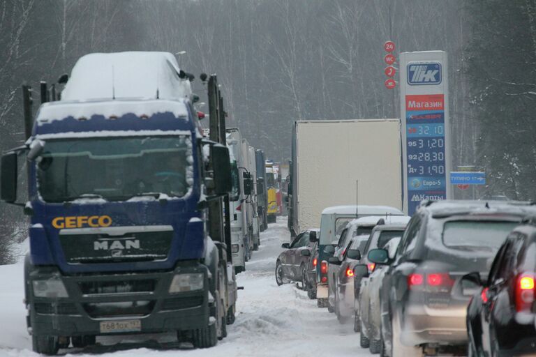 Затрудненное дорожное движение в Москве