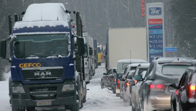 Затрудненное дорожное движение в Москве