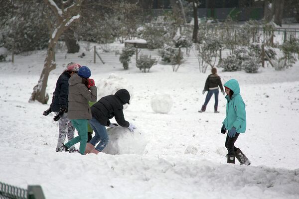 Многие бросились лепить снеговиков - такая возможность в столице Франции бывает в лучшем случае раз в несколько лет.