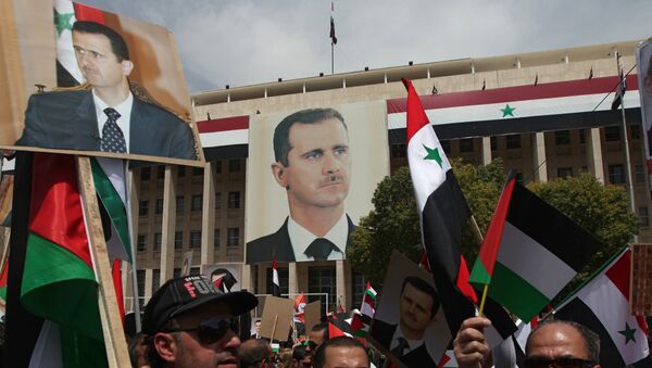 Митинг в поддержку действующей власти в Сирии