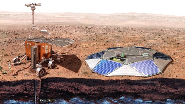 Марсоход и посадочная платформа европейско-российской миссии ЭкзоМарс. Архив