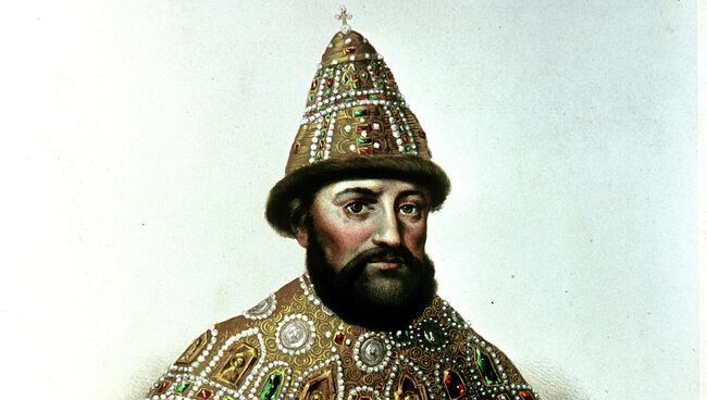 Портрет царя Михаила Федоровича Романова. Раскрашенная литография
