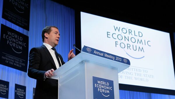 Дмитрий Медведев выступает на экономическом форуме в Давосе