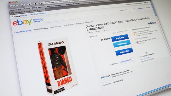 Продажа фигурок, изображающих персонажей нового фильма Квентина Тарантино Джанго освобожденный, на интернет-аукционе eBay