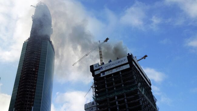 Пожар в строящейся башне комплекса Москва-Сити