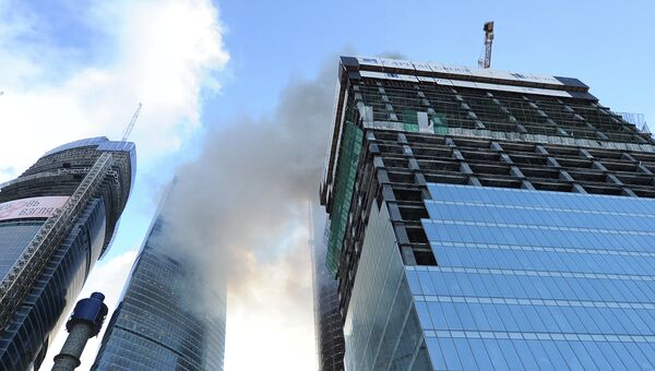 Пожар в строящейся башне комплекса Москва-Сити