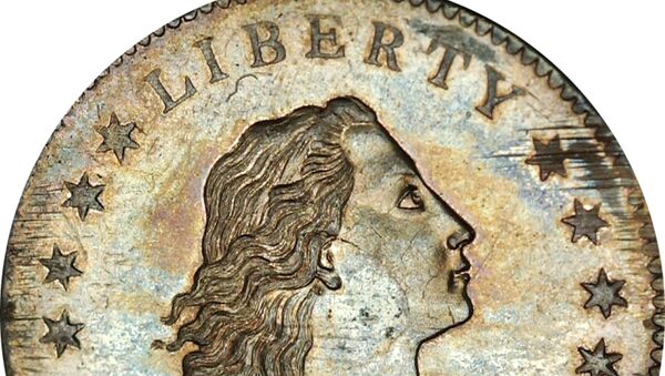 Редкая серебряная монета 1794 года выпуска номиналом в один доллар, проданная на торгах аукционного дома Stack's Bowers Galleries