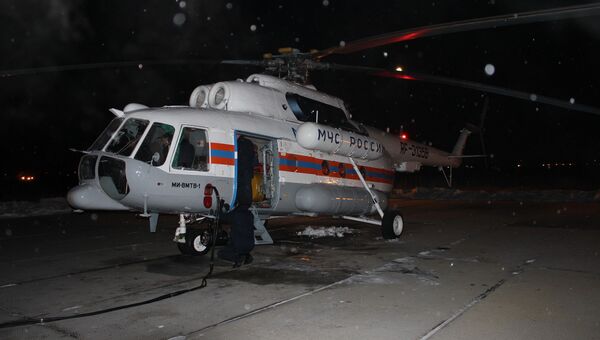 Вылет вертолета МЧС на поиски экипажа затонувшей шхуны Шанс-101