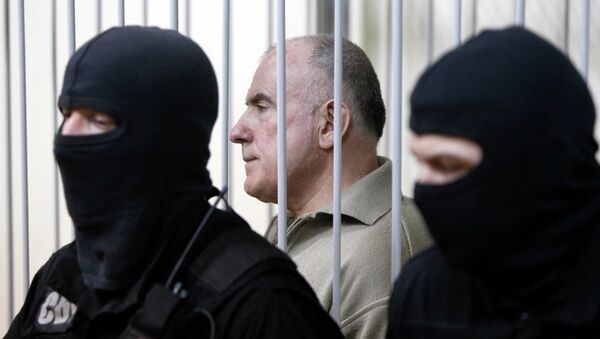 Бывший начальник департамента внешнего наблюдения МВД Украины Алексей Пукач на заседании суда в Киеве