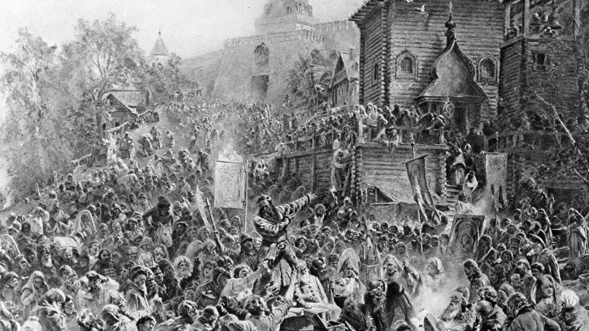 Репродукция картины Константина Маковского Минин призывает нижегородское население на защиту Москвы - РИА Новости, 1920, 31.01.2013