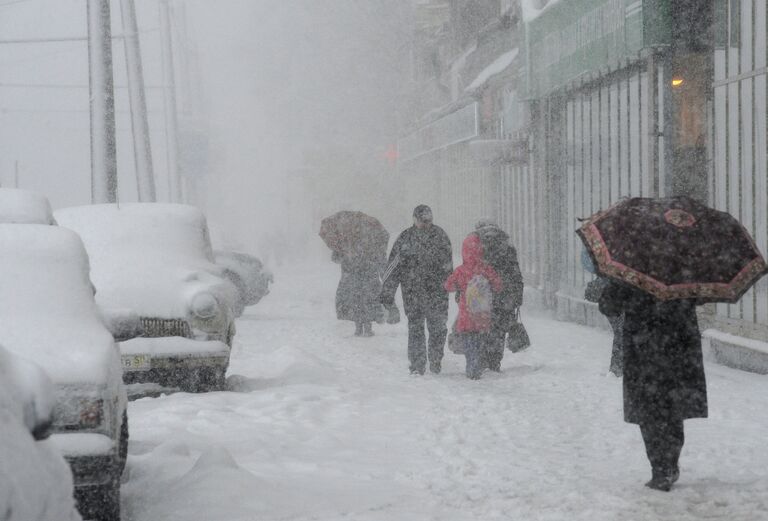 Обильный снегопад в Москве