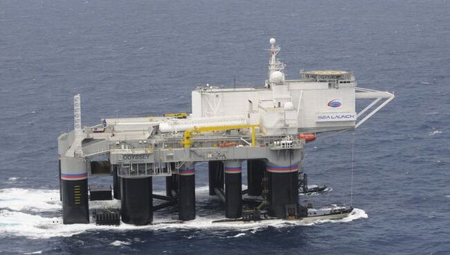 Стартовая платформа Одиссей для запуска ракет в рамках программы Морской старт в Тихом океане