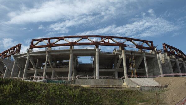Строящийся стадион Зенит-Арена в Санкт-Петербурге. Архивное фото