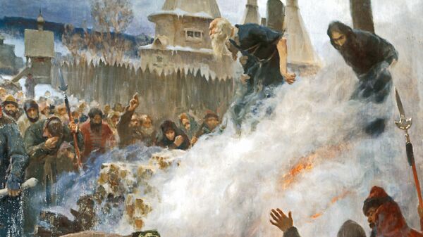 Фрагмент картины П.Е.Мясоедова Сожжение протопопа Аввакума