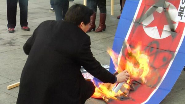 Южнокорейцы резали и жгли флаг КНДР, протестуя против ядерных испытаний