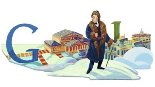 Праздничный логотип (дудл) Google в связи со 140-летием со дня рождения Федора Шаляпина
