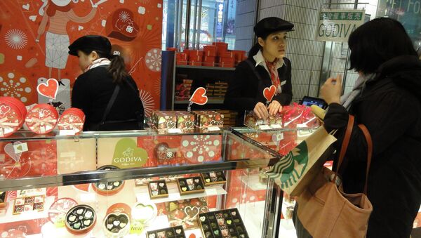 Продажа сладостей ко Дню святого Валентина в Японии