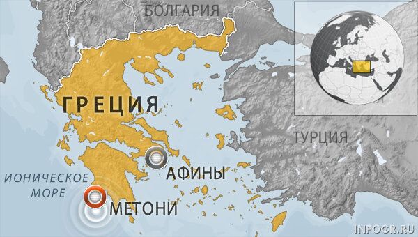 Землетрясение у западного побережья Греции