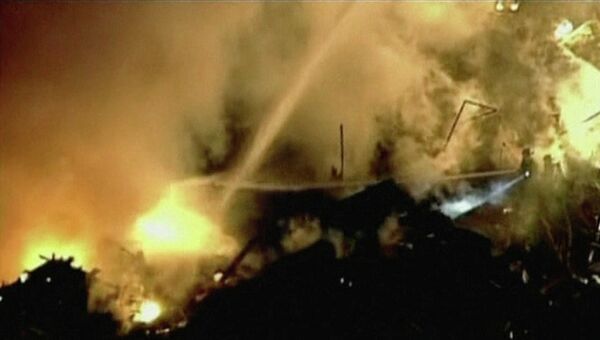 Пожар, вызванный взрывом газа в Канзас-Сити