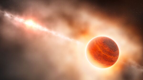 Экзопланета-гигант у звезды HD 100546 в созвездии Дракона в представлении художника