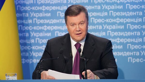 Президент Украины Виктор Янукович на итоговой пресс-конференции в Киеве