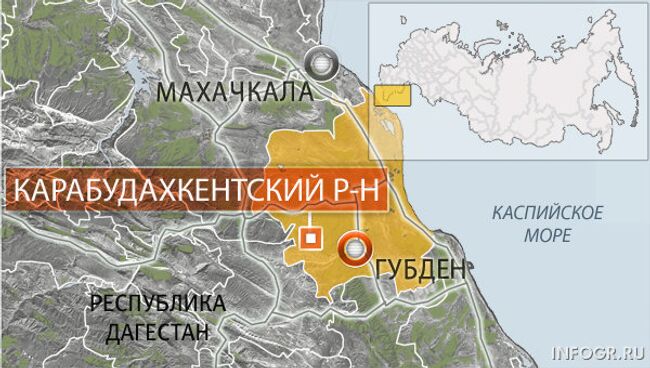 Селение Губден Карабудахкентского района Дагестана. Карта