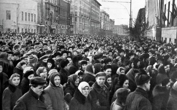В час похорон И.В. Сталина на улицах Москвы