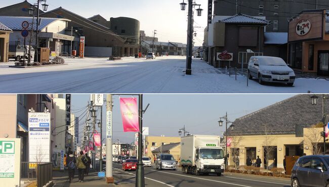 Фукусима, Минамисома, 2012 год (вверху) / 2013 год (внизу)