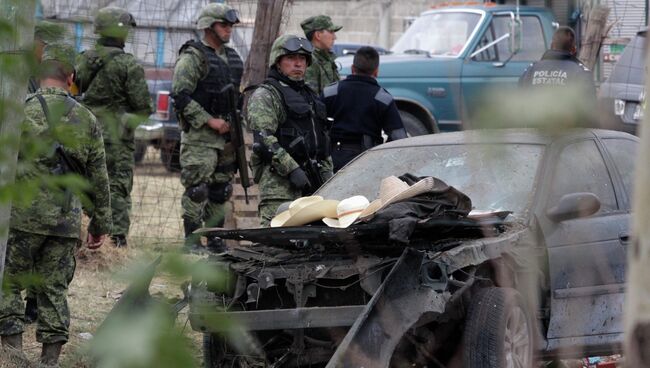 На месте взрыва в городе Нативитас на юге мексиканского штата Тласкала