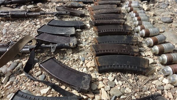 Боеприпасы боевиков, обнаруженные в ходе спецоперации на границе Ингушетии и Чечни