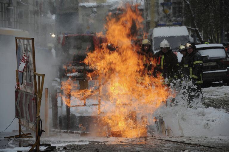 Прорыв газопровода в центре Москвы