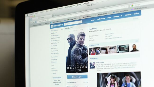 Страница актера Тома Круза в социальной сети ВКонтакте