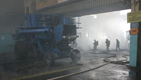 Пожар на комбайновом заводе в Красноярске