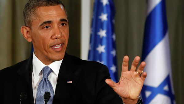Президент США Барак Обама на пресс-конференции в Иерусалиме