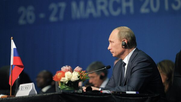 Президент РФ Владимир Путин на заседании саммита лидеров БРИКС