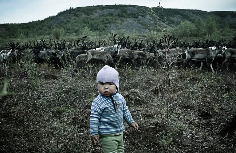 Члены родовой общины Акенман на летнем стойбище