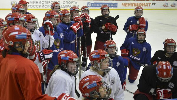 Тренировка женской сборной России по хоккею