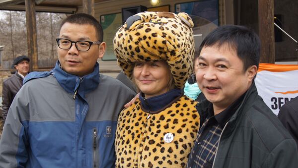 Журналисты из Китая на праздновании годовщины национального парка Земля леопарда в Приморье. Архивное фото