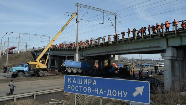 Ликвидация последствий ДТП на Каширском шоссе в Подмосковье