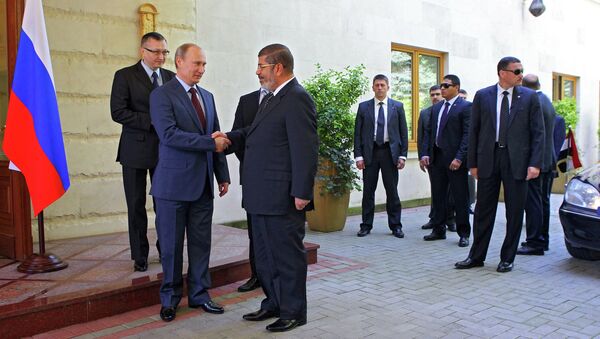 Президент России Владимир Путин встретился с президентом Египта Мухаммедом Мурси