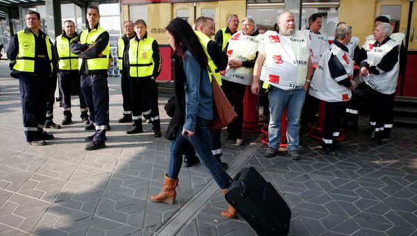Забастовка сотрудникав авиакомпании Lufthansa в аэропорту Берлина, Германия